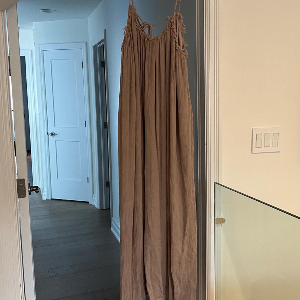 Charlie Paige Tan Wide Leg Jumpsuit